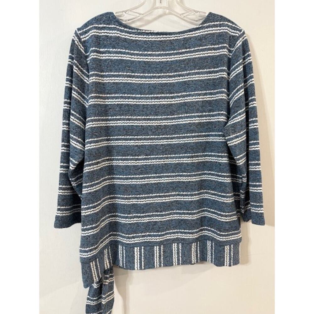 NWT Chico's Women's Triple Stripe Twist Front 3/4 Sleeve Top-Size 2= US 12 Lg. - Picture 2 of 14
